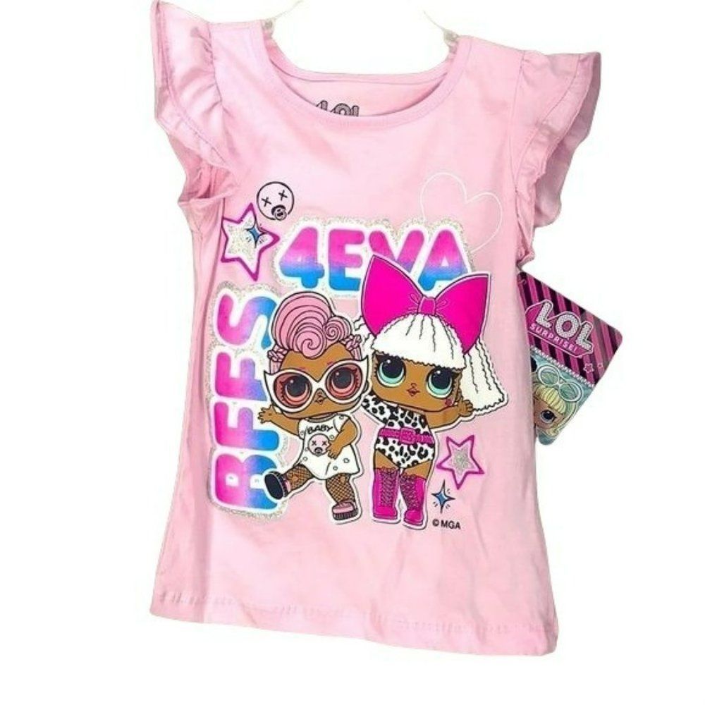 LOL Surprise Girls BFF 4EVA Cap Sleeve Sz‎ 5/6 Sleeveless pink tank top